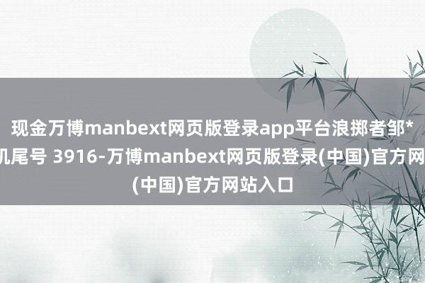 现金万博manbext网页版登录app平台浪掷者邹**（手机尾号 3916-万博manbext网页版登录(中国)官方网站入口